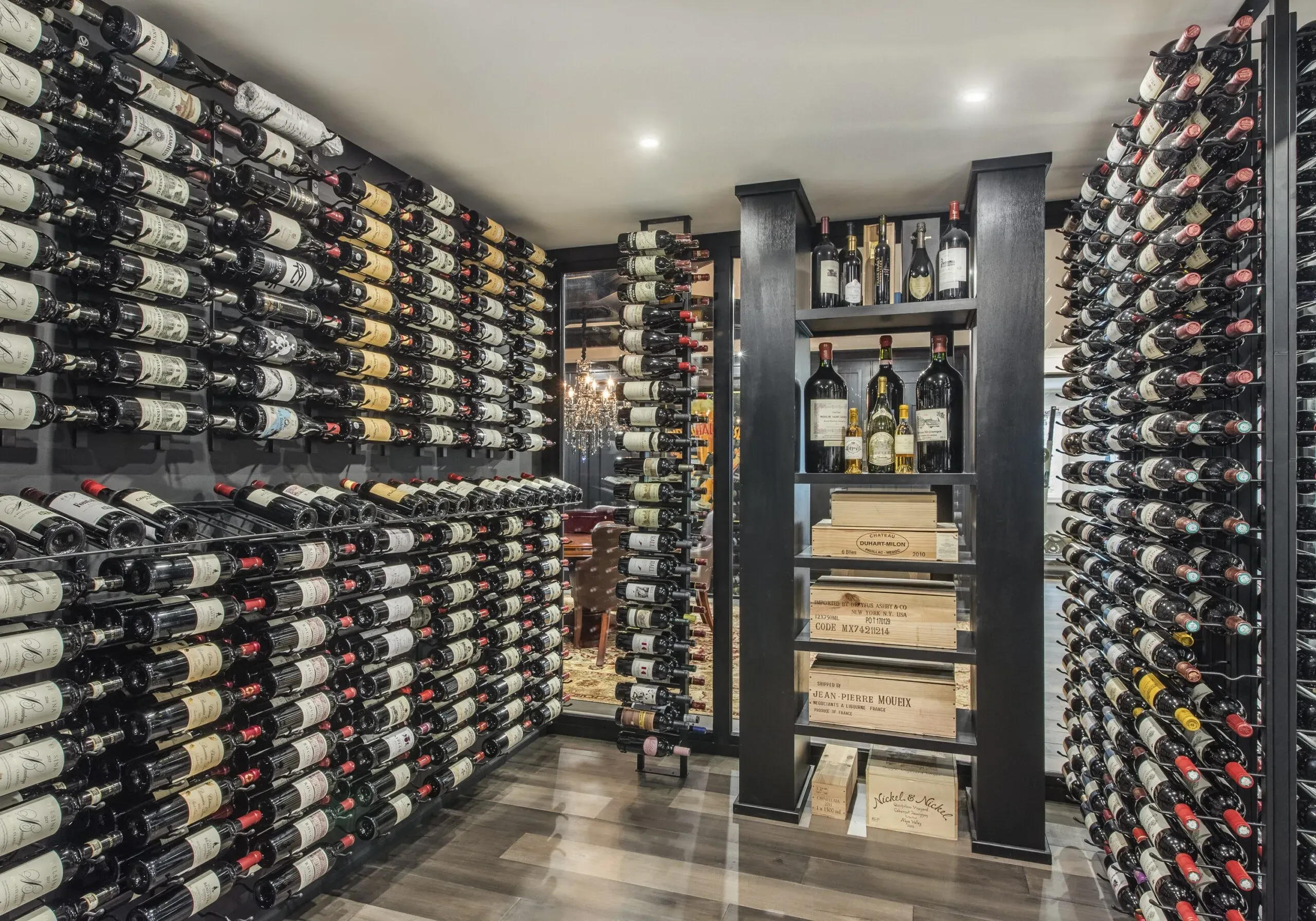 Residential wine cellar with climate-controlled wine storage
