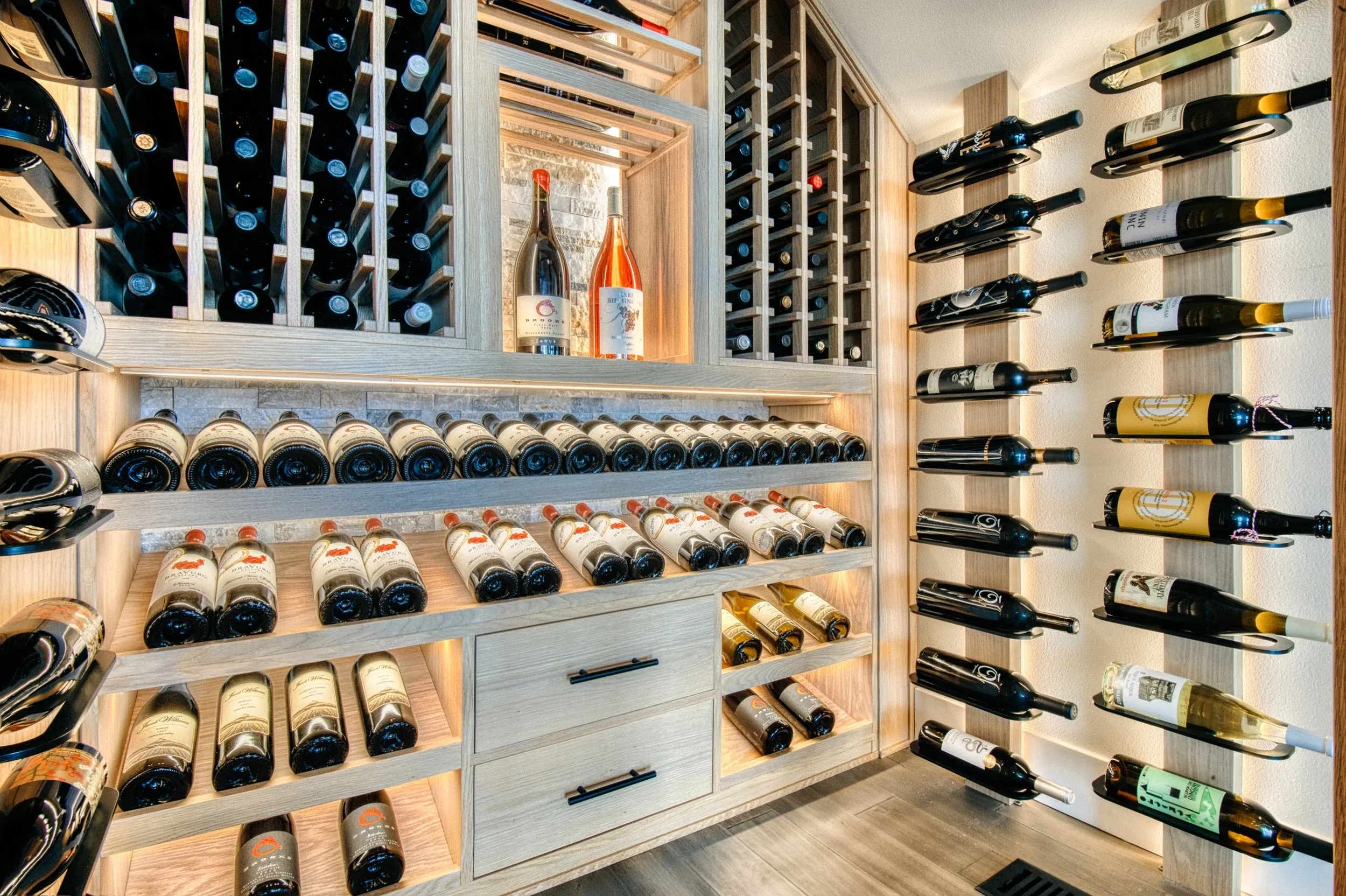 Wine cellar refrigeration and bottle storage area